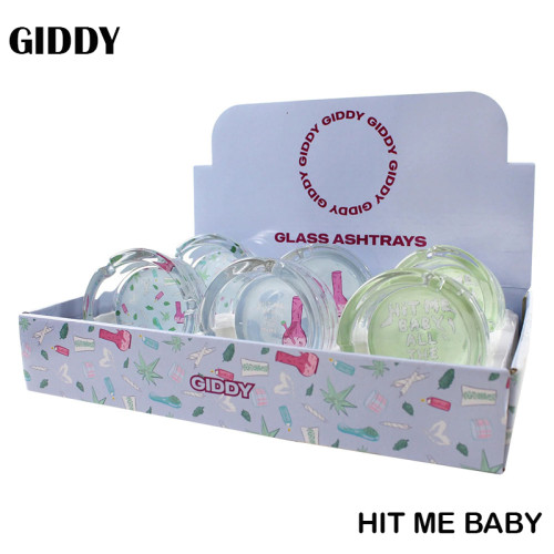 GIDDY GLASS ASHTRAY 6CT/DISPLAY